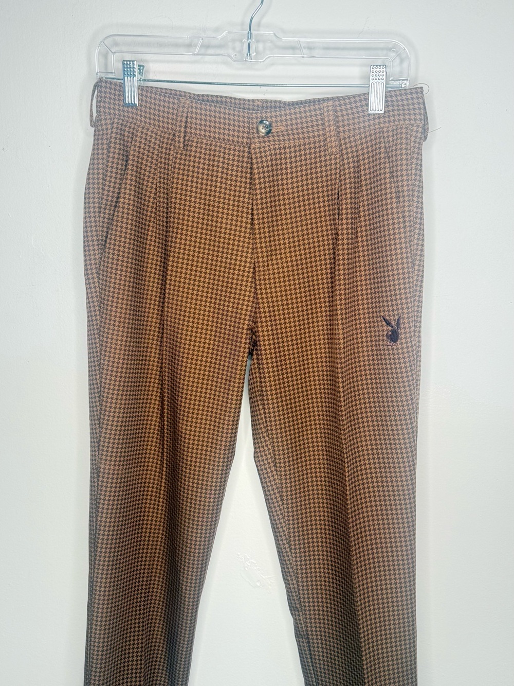 PLAYBOY Brown Houndstooth Men's Dress Pants